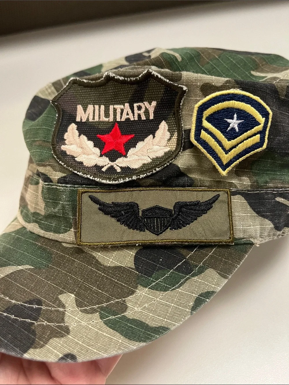 Source Unknown Green Camouflage Military Patch Cap